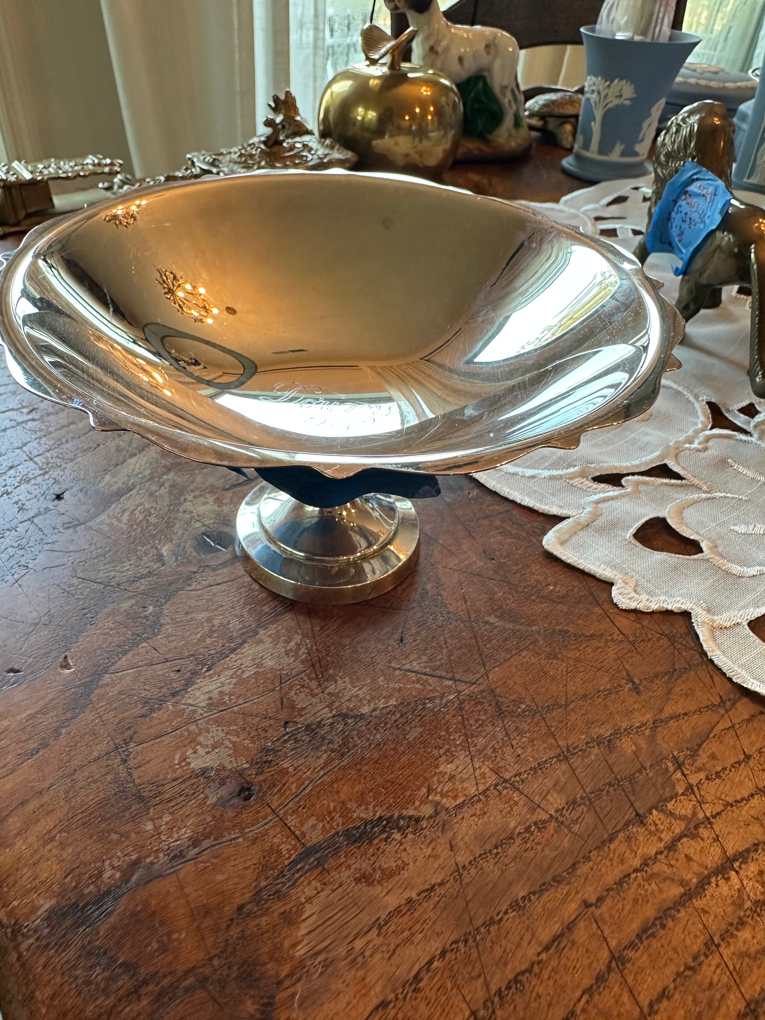 Vintage Silver-Plated Dorians Compote | Mardi Gras Memorabilia | Pedestal Serving Bowl