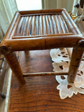 Vintage Burnt Bamboo Plant Stand | Raised Bamboo Display Stand | 8½" Wide