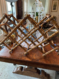 Vintage Burnt Bamboo Folding Wine Rack | Collapsible Bamboo Wine Rack | 21" x 14"