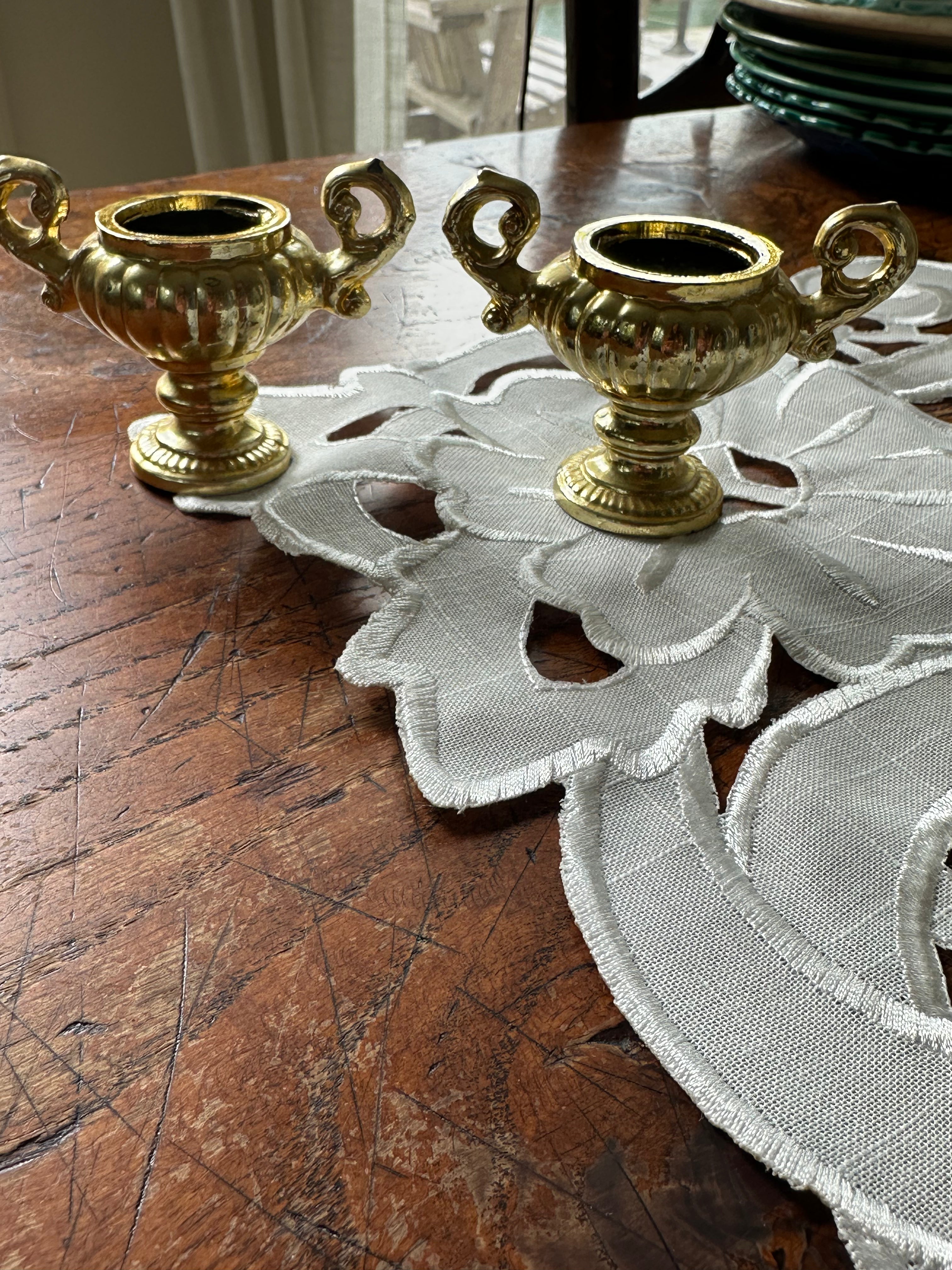 Vintage Gold-Tone Miniature Classical Urns | Pair