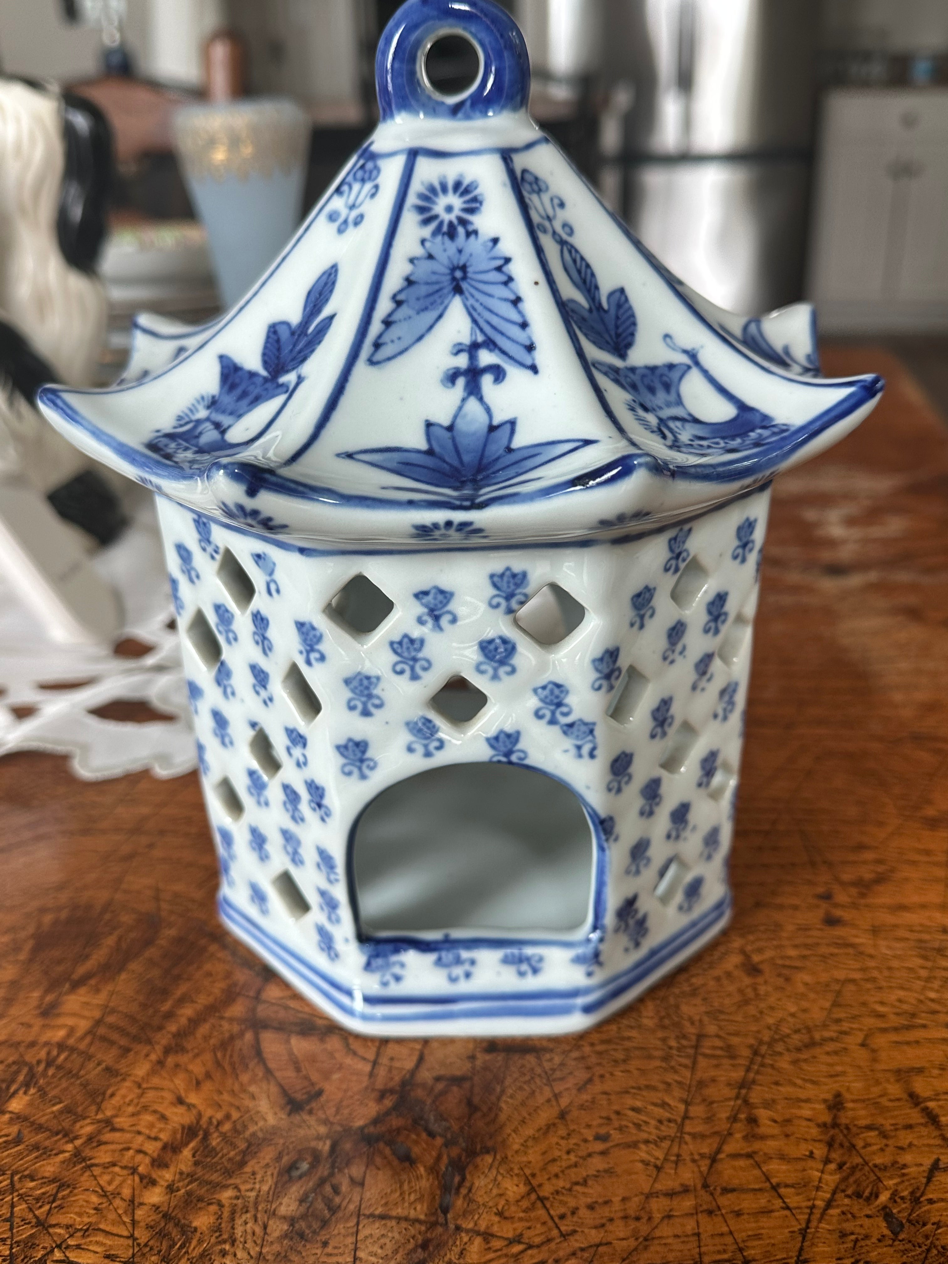 Blue & White Pagoda Birdhouse
