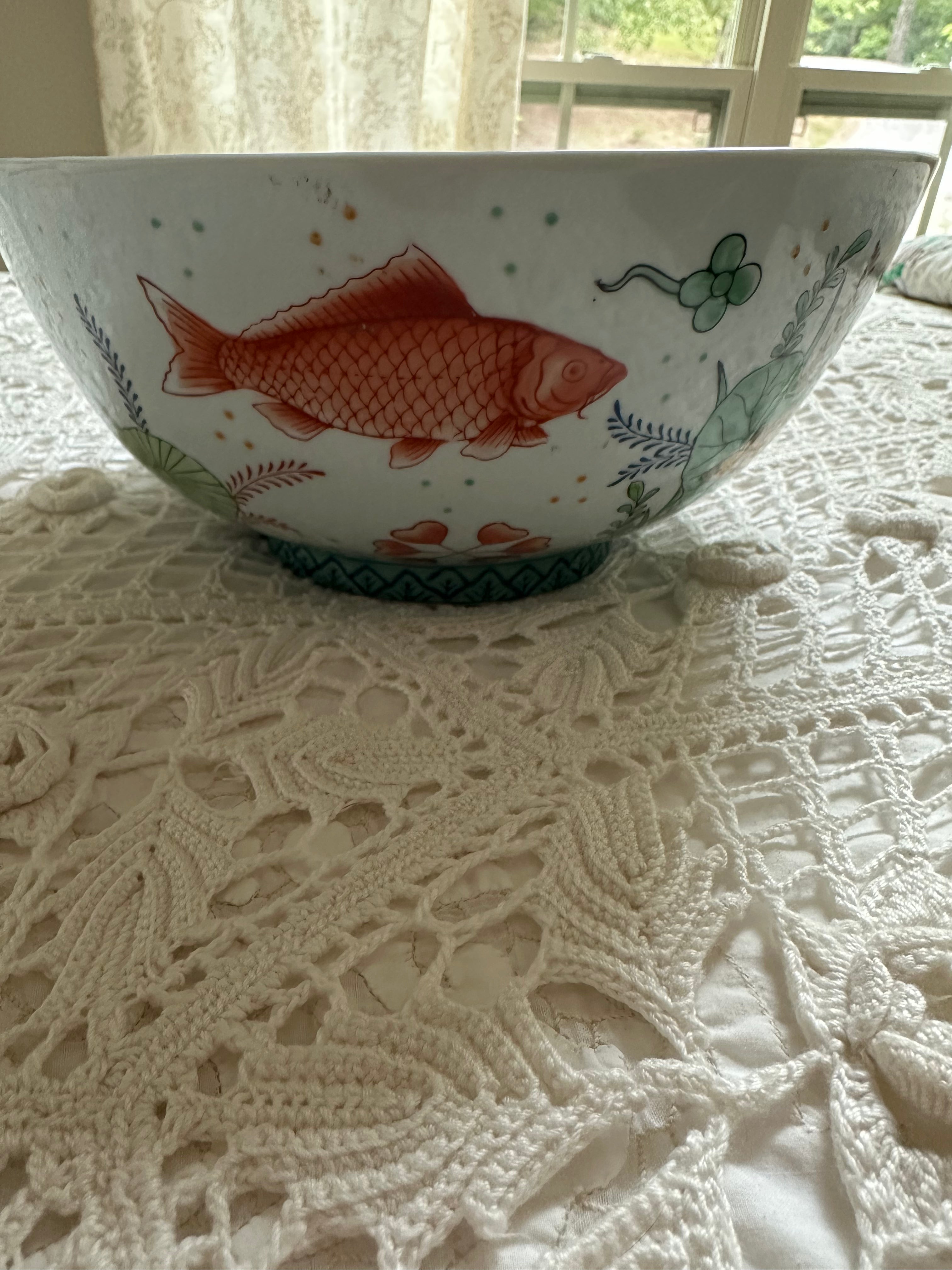 Vintage Andrea by Sadek Koi Fish Bowl – 10" Decorative Porcelain Centerpiece