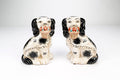 Staffordshire Dog Pair with Flower Baskets, Black Finish