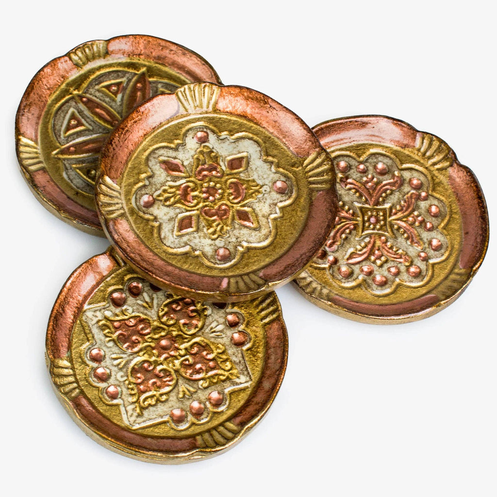Set of 2 Florentine Wood Coasters: Basil