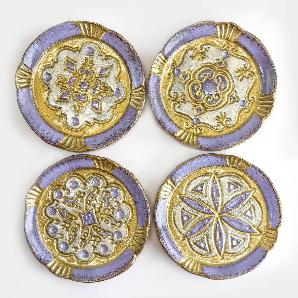 Set of 4 Florentine Wood Coasters: Sage