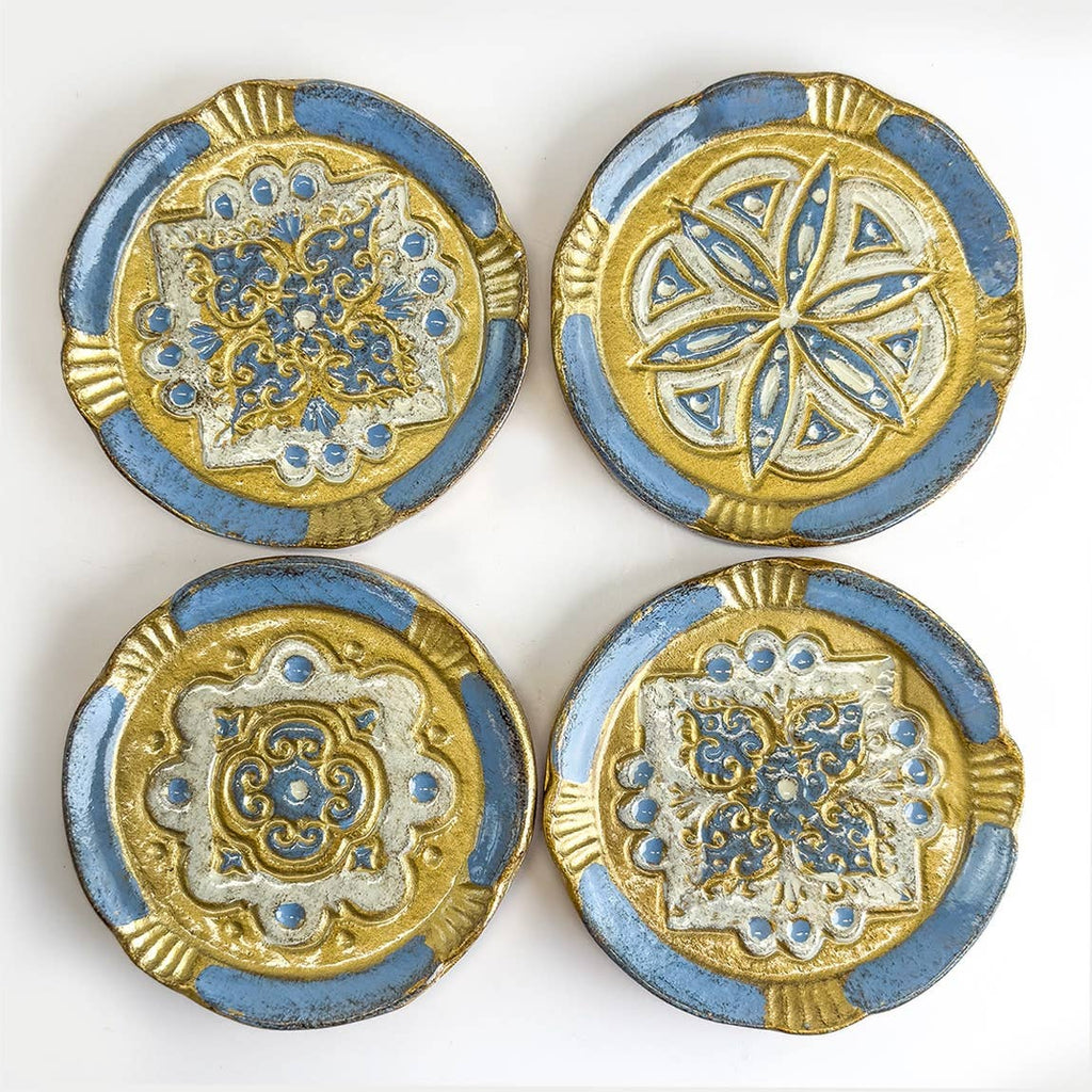 Set of 4 Florentine Wood Coasters: Sage