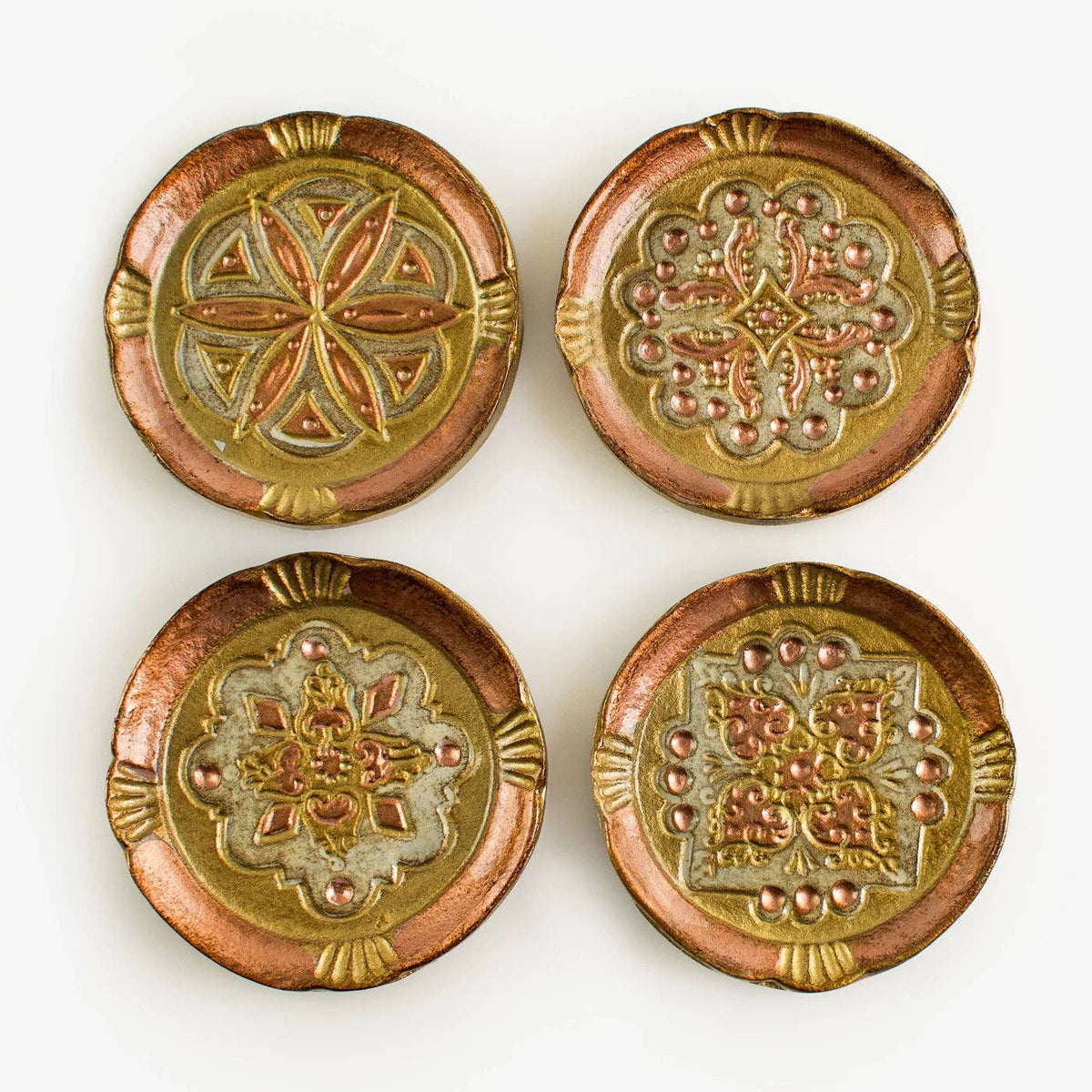 Set of 4 Florentine Wood Coasters: Plum