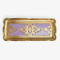 Florentine Carved Gilded Wood Narrow Tray, Made in Italy: Lilac